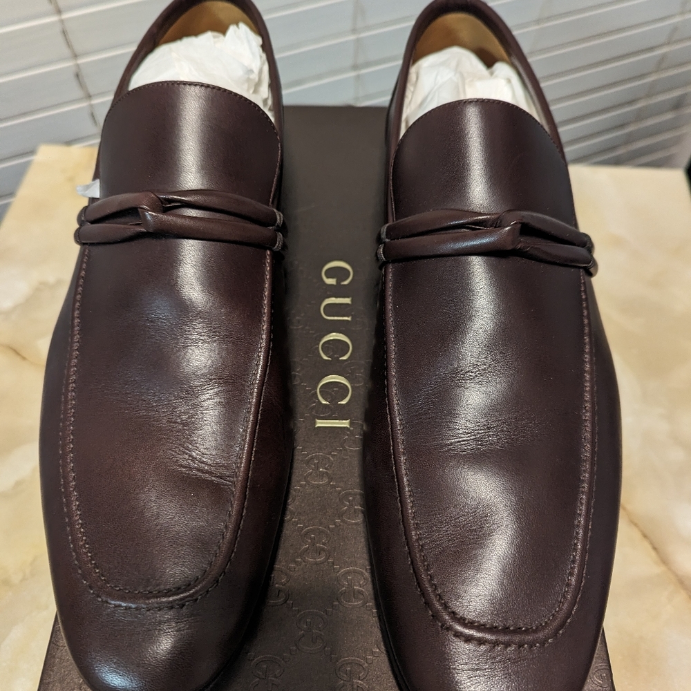 Gucci men's leather cocoa loafer